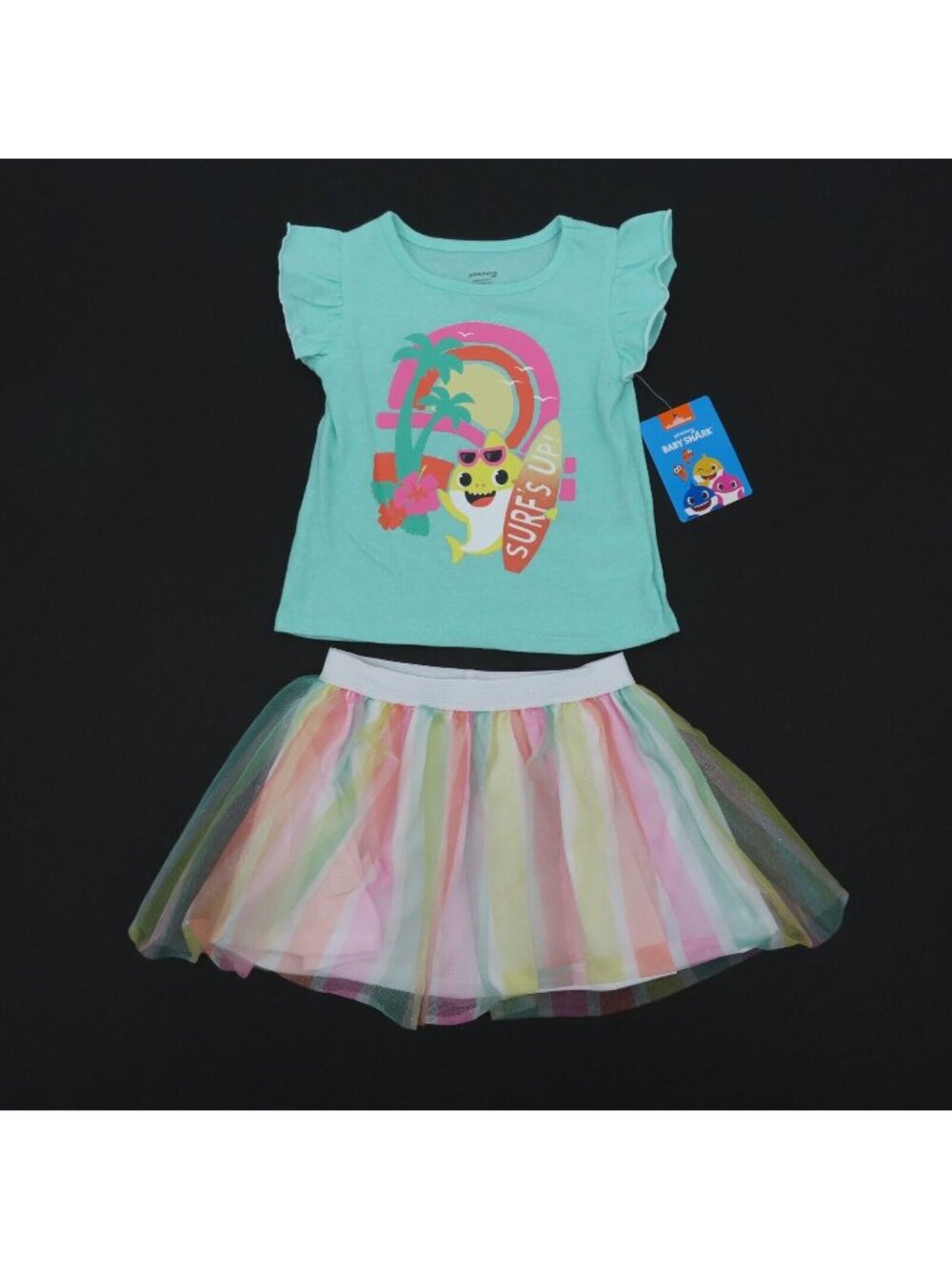 Nickelodeon Baby Shark 18M Baby Surfs Up Sleeveless Shirt Tulle Skirt Set NEW